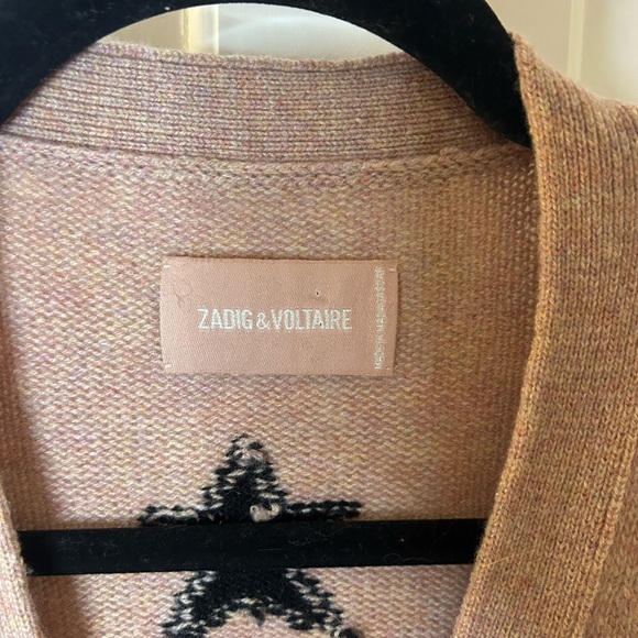 ZADIG & VOLTAIRE MIRKA STATS CASHMERE CARDIGAN SWEATER SIZE MEDIUM - Picture 5 of 11